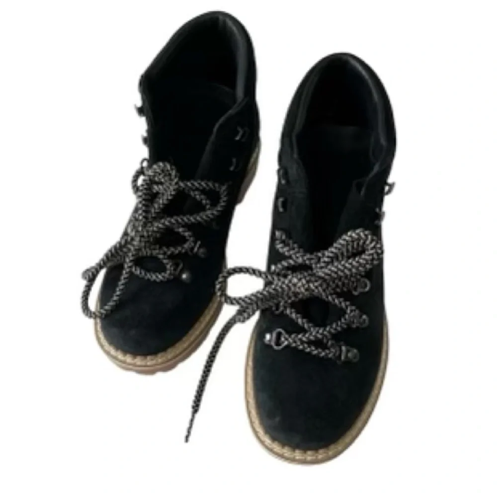 Montelliana 1965 Alce Black Suede Hiking Ankle Boots Made Italy Women's 7